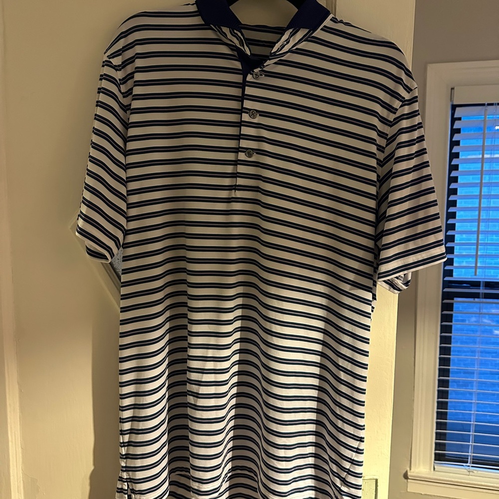 Greyson Navy and White Striped Polo Shirt